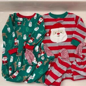 Christmas Santa footed fleece sleeper pajamas pjs. Size 18M